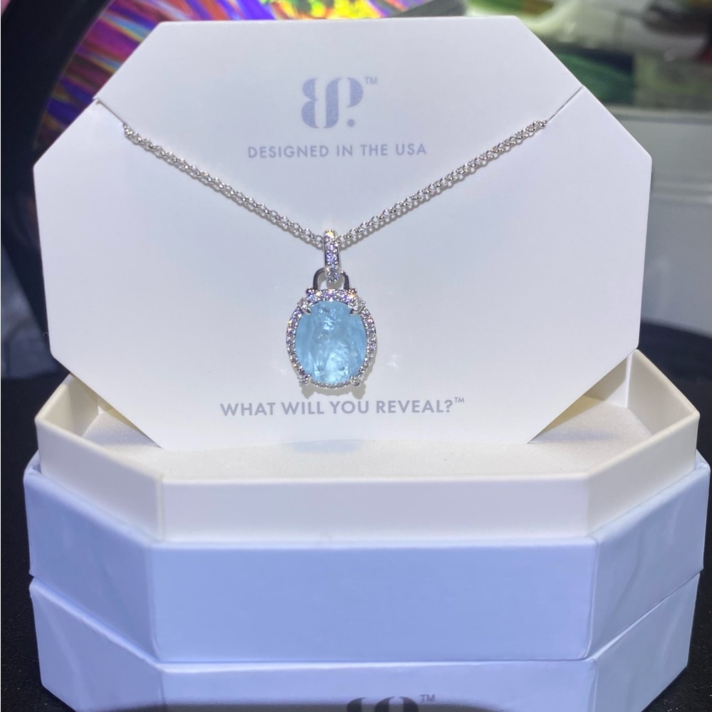 “All The Sunshine” Rhodium Baby Sky Blue Topaz Necklace BP